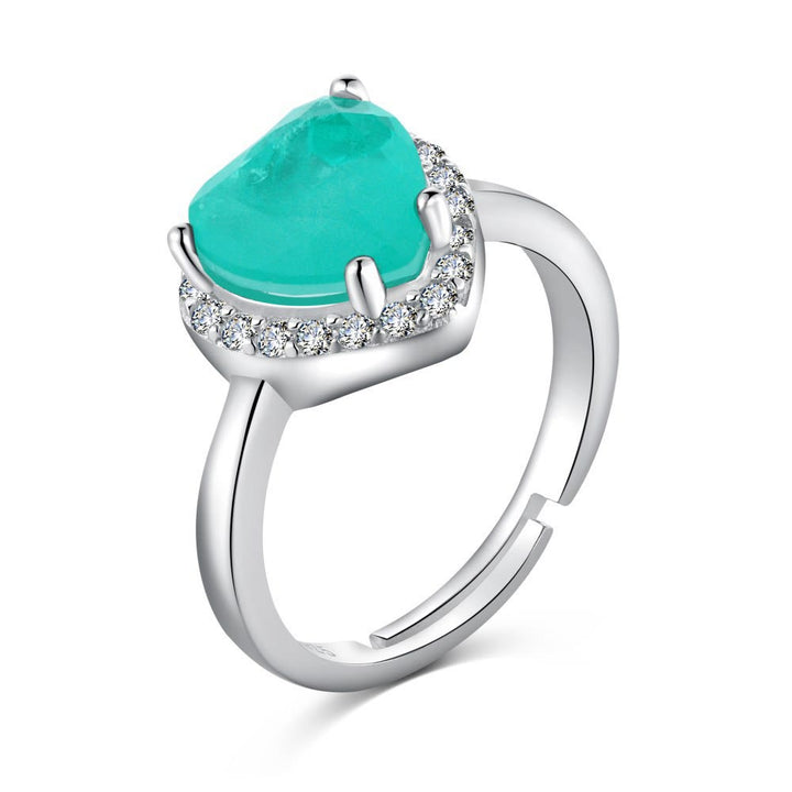 Anello squisito con tormalina Paraiba a forma di cuore Olivenorma