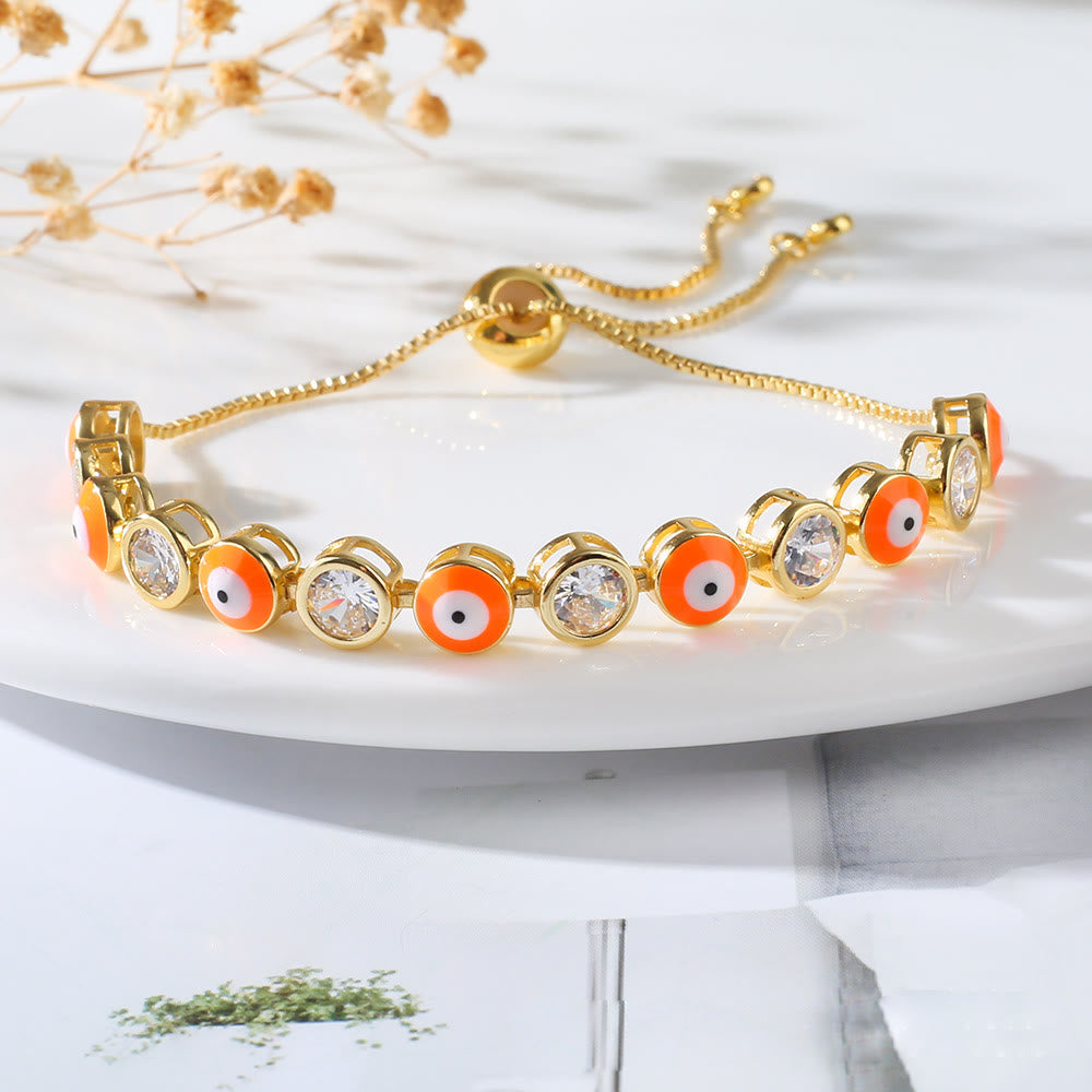 Braccialetto regolabile con zircone bianco e malocchio Olivenorma 