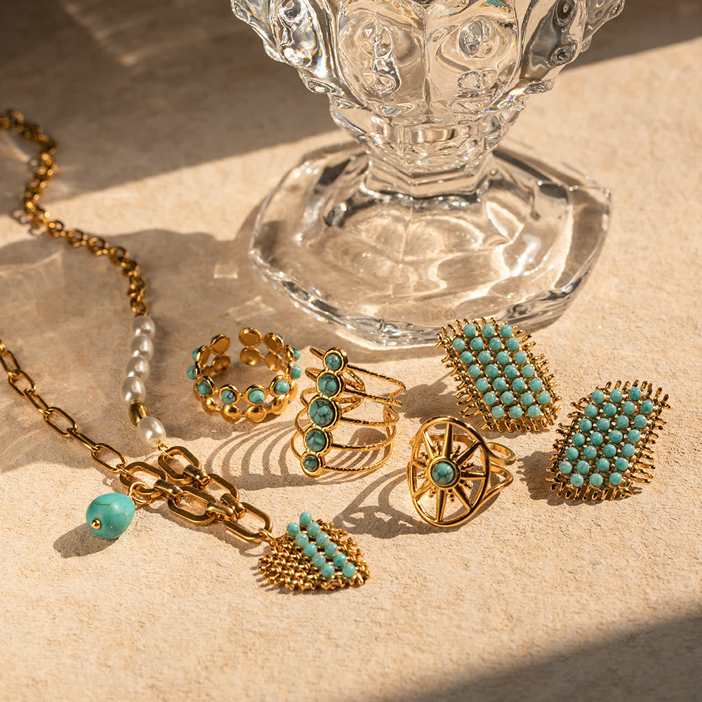 Olivenorma Gioielli in acciaio inossidabile color oro 18K Anello collana 