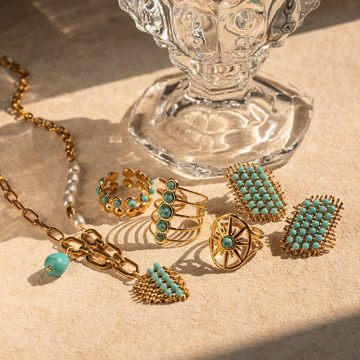 Olivenorma Gioielli in acciaio inossidabile color oro 18K Anello collana 