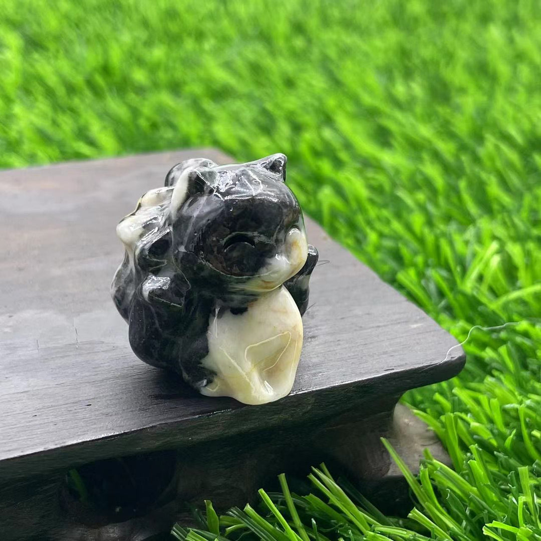 Olivenorma Pietra Naturale 3cm Decorazione in Pietra Preziosa a Forma di Volpe a Nove Code 