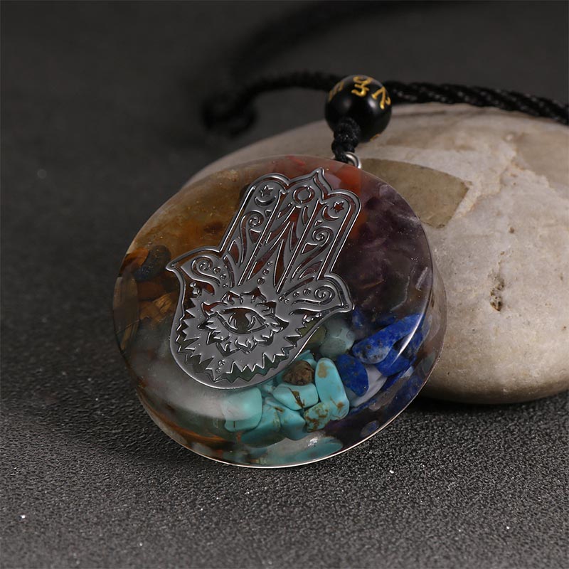 Collana con simbolo del malocchio in pietra di cristallo naturale dei chakra Olivenorma 