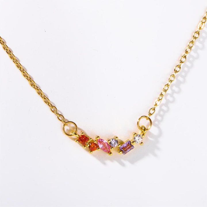 Olivenorma Collana con ciondolo in perline con pietre portafortuna multiple placcate in oro e rame