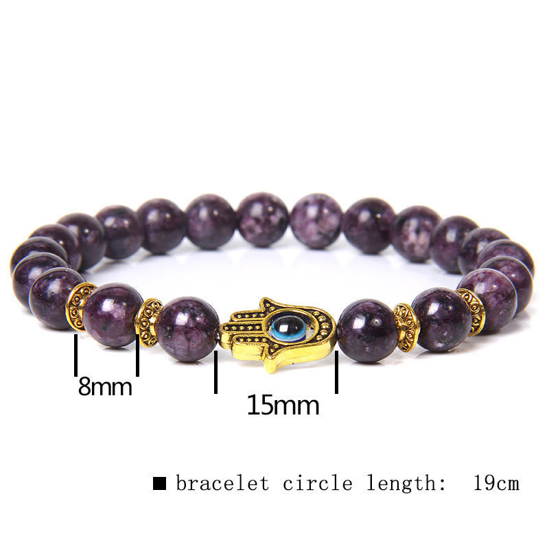 Olivenorma Evil Eye Hamsa 8mm Bracciale da uomo con perline naturali 