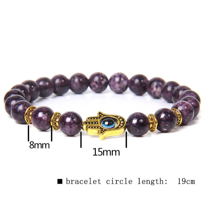 Olivenorma Evil Eye Hamsa 8mm Bracciale da uomo con perline naturali 