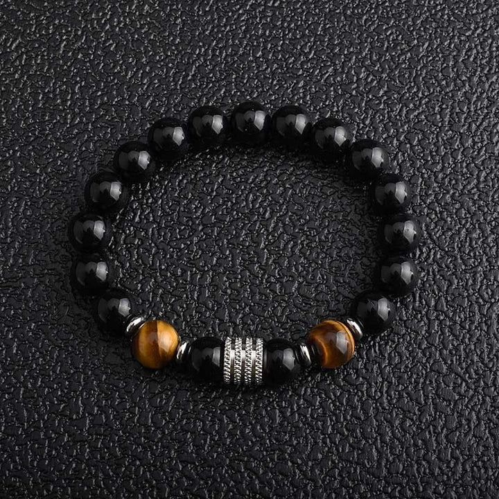Bracciale da uomo Olivenorma in ossidiana con occhio di tigre rosso