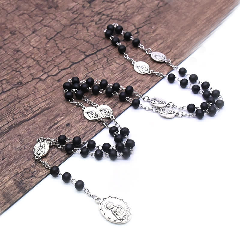Collana Rosario Olivenorma Madonna Onice Nero