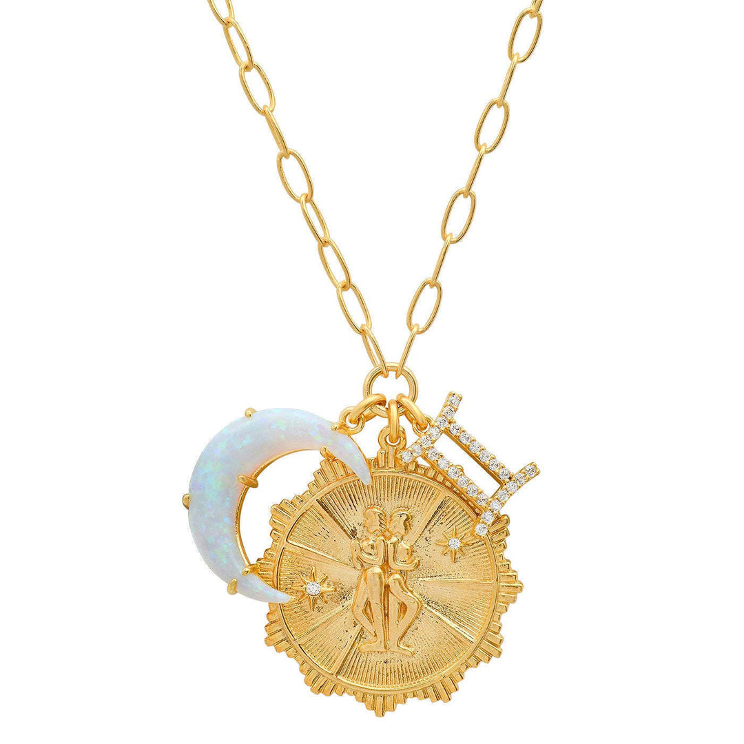 Collana con rune dello zodiaco e opale lunare Olivenorma