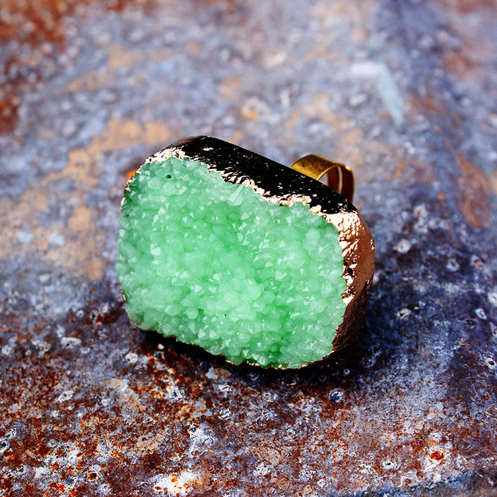 Olivenorma Anello aperto riempito d'oro con cluster naturale irregolare