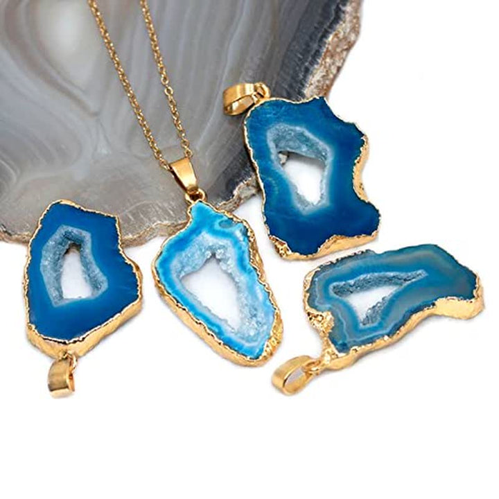Collana con fetta di cristallo grezzo irregolare Olivenorma
