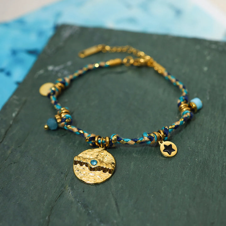 Olivenorma Bohemian Bracciale intrecciato vintage in acciaio inossidabile 18k