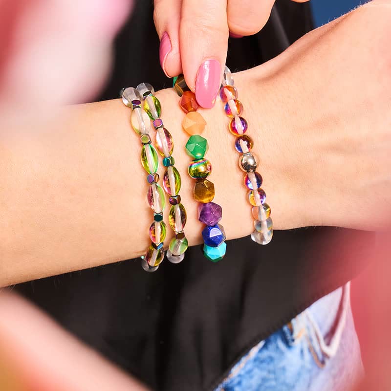 Braccialetto di perline di cristallo multicolore Olivenorma