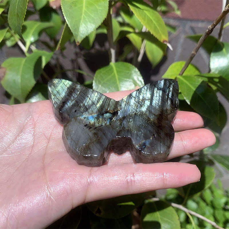 Decorazione con pietra preziosa naturale in labradorite Olivenorma con teschio a farfalla 