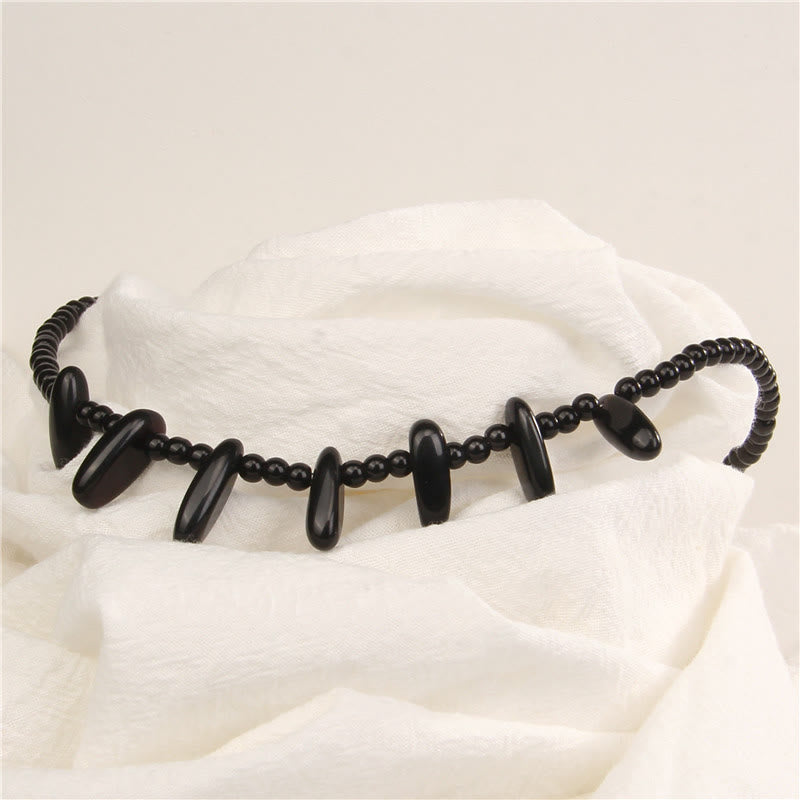 Olivenorma Collana Bohémien in Pietra Zanna Naturale con Perline da 4 mm