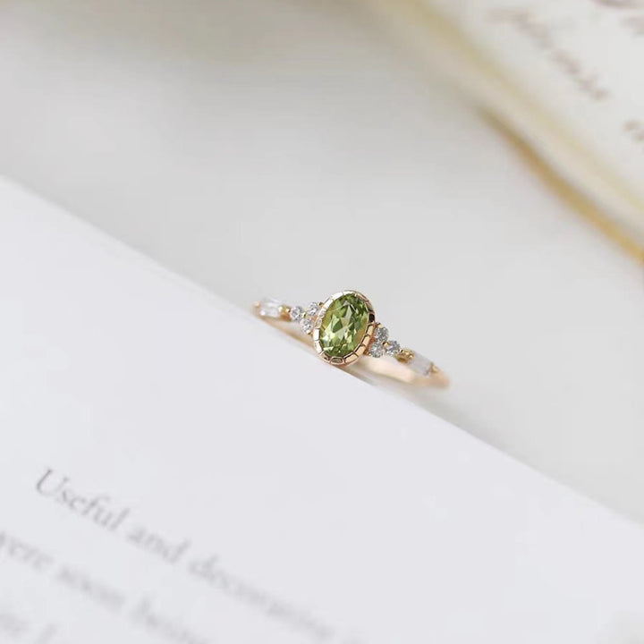 Anello vintage in oro 14K con peridoto naturale Olivenorma