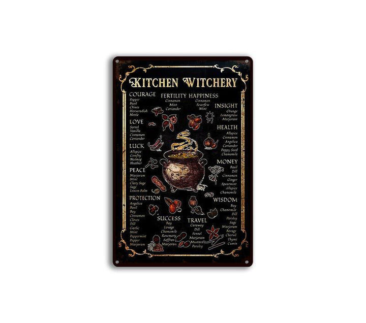 Olivenorma Witch's Kitchen Cookbook Piatto in metallo nero Decorazione da parete
