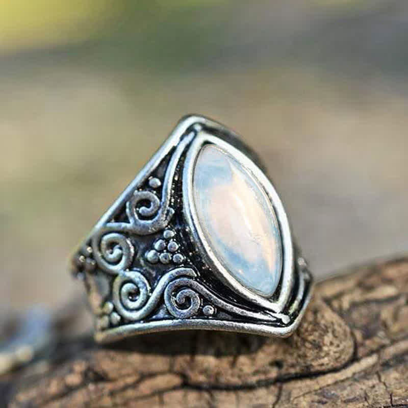 Anello di protezione curativa in pietra di luna Olivenorma