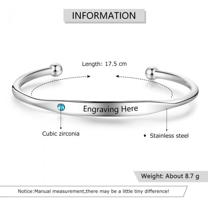 Olivenorma Bracciale personalizzato con incisione e pietra portafortuna