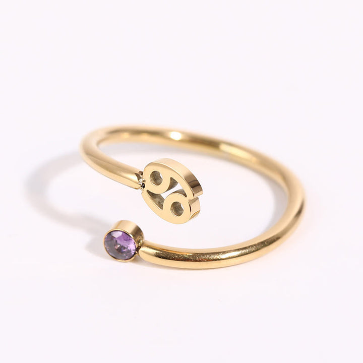 Anello con pietra portafortuna dello zodiaco Olivenorma