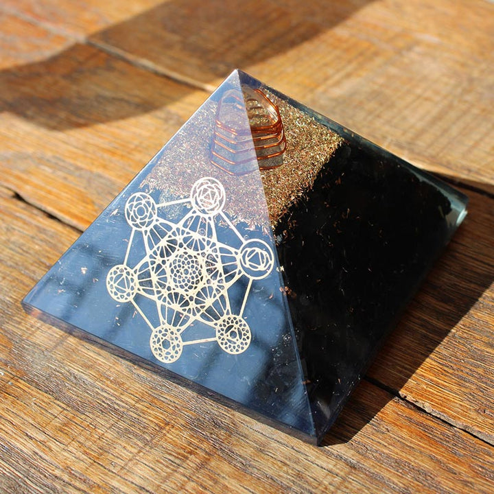 Olivenorma Tormalina Nera Cubo di Metatron Protezione Piramide Orgonica 