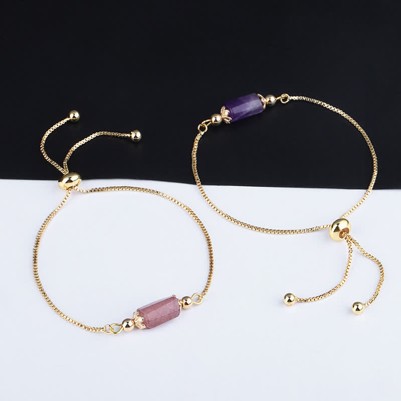 Olivenorma Bracciale a catena in oro con cristalli naturali delicati 