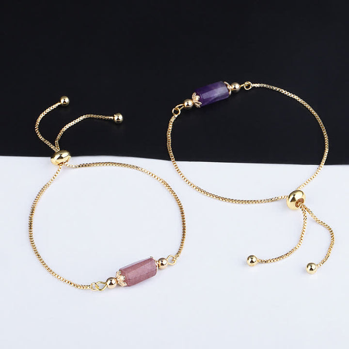 Olivenorma Bracciale a catena in oro con cristalli naturali delicati 