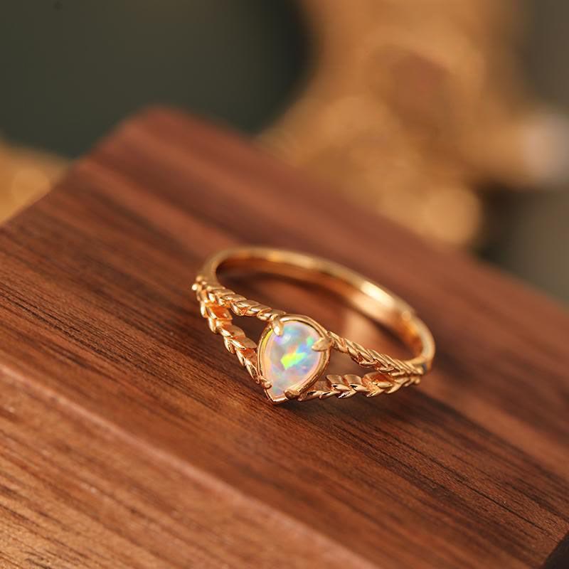Anello Olivenorma Opal Stone Oro Hollow Grano 