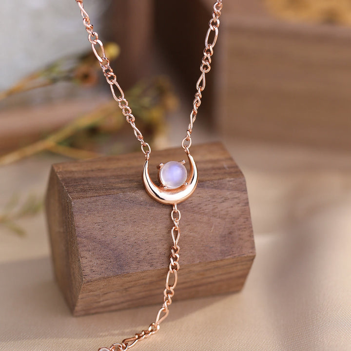 Collana con ciondolo a catena lunga con pietra di luna Olivenorma