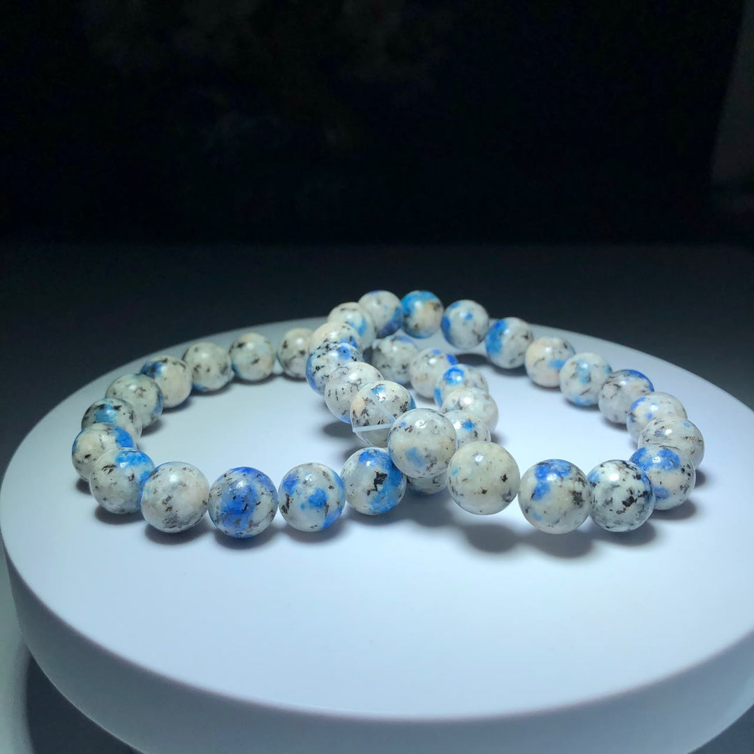 Bracciale di pietra energetica con perline di azzurrite naturale Olivenorma da 11 mm