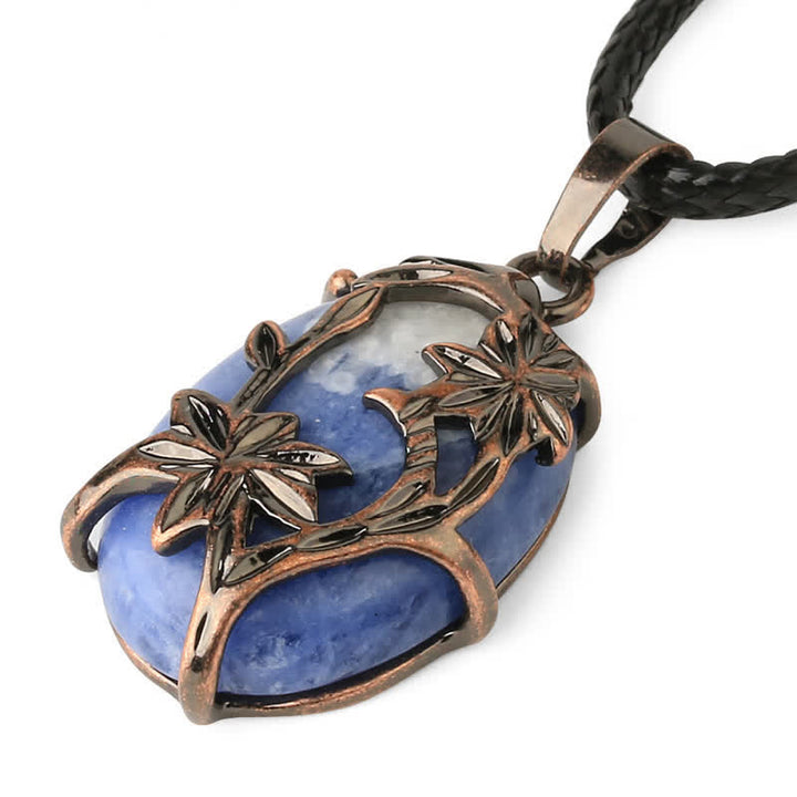 Collana con fiore in ottone e ametista Olivenorma avvolto in cristallo