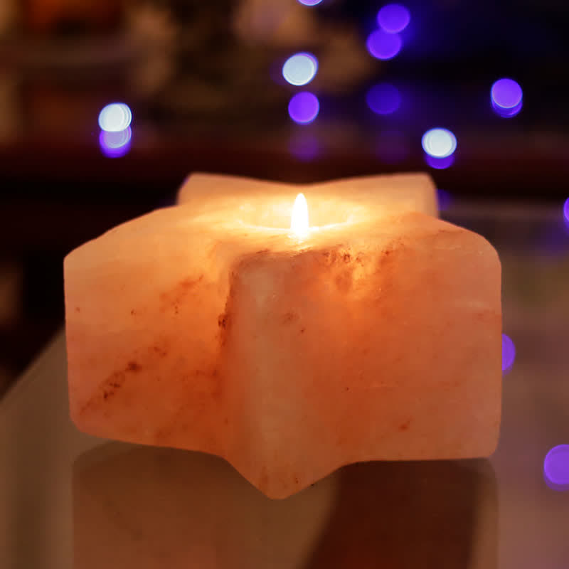 Portacandele a forma di stella Olivenorma Lampada di sale rosa dell'Himalaya
