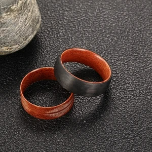 Olivenorma 8mm Anello in legno di barile di whisky in carburo di tungsteno nero