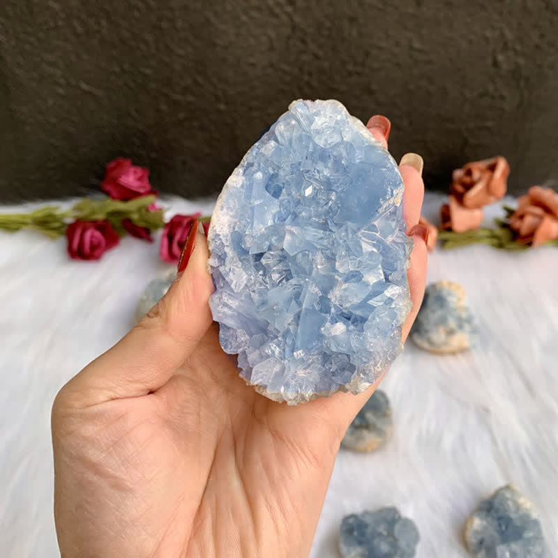Decorazione con pietra preziosa curativa in geode di cianite naturale Olivenorma
