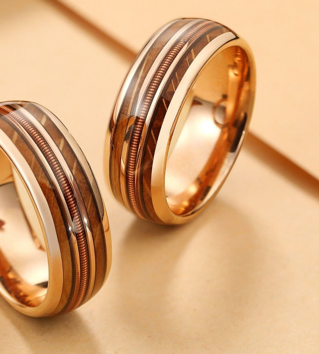 Olivenorma Gold Tungsten Carburo Corda per chitarra Whiskey Barrel Anello in legno