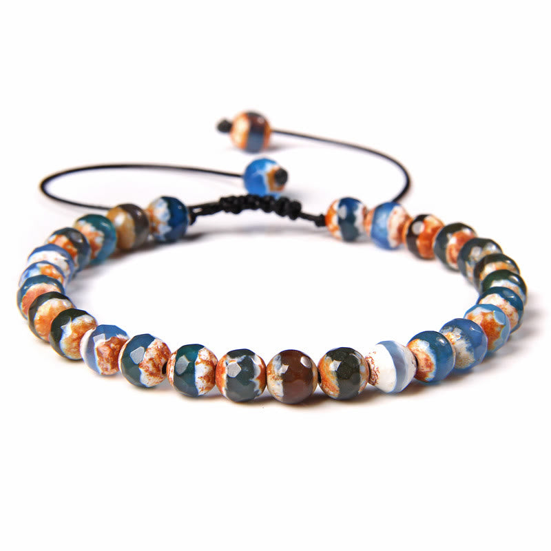 Bracciale intrecciato con perline di pietra naturale Olivenorma da 6 mm 