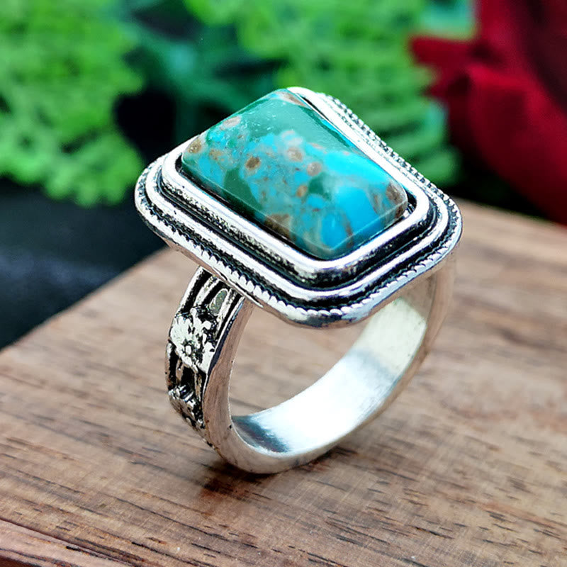 Anello Olivenorma Pietra Imperatore in argento placcato con rosa in rilievo 