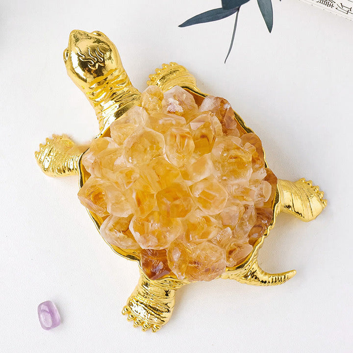 Olivenorma Natural Crystal Cluster Turtle Ornament Lampada Decorazione con pietre preziose