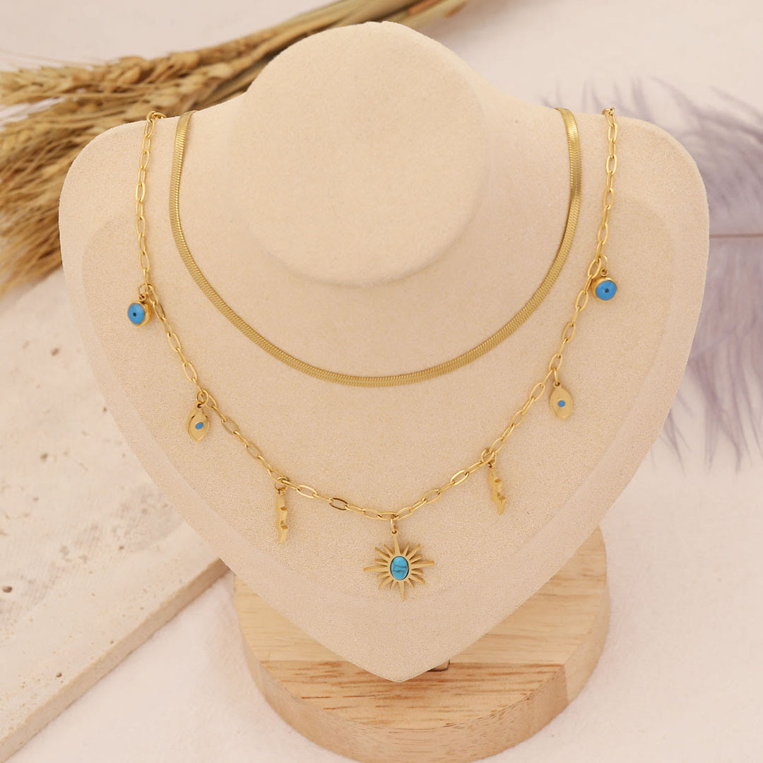 Olivenorma Collana con ciondolo stella sole turchese Bracciale Orecchini