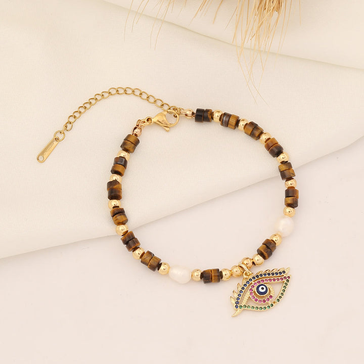 Bracciale con ciondolo anti-malocchio in cristallo naturale Olivenorma