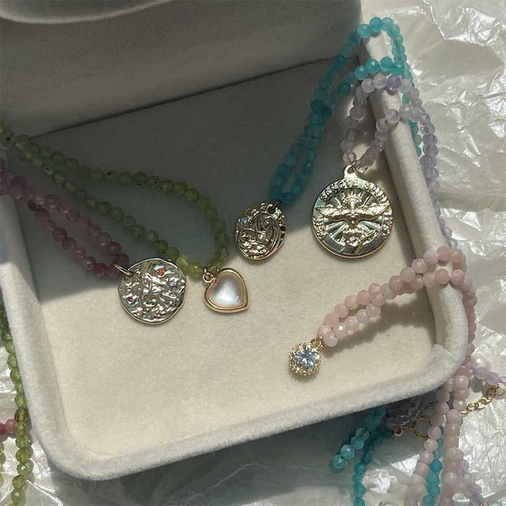 Collana con ciondolo in metallo con cristallo naturale Olivenorma