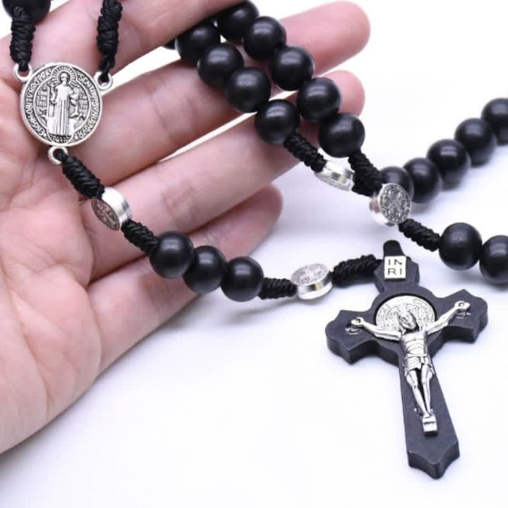 Olivenorma Madonna Croce Collana Rosario Onice Nero