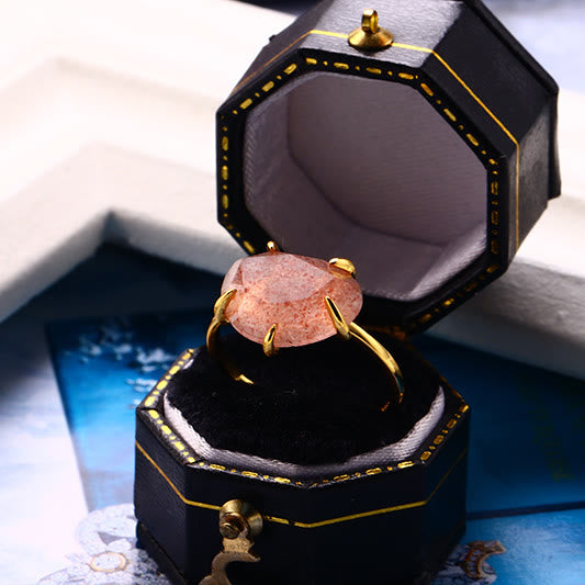 Anello a cinque punte in quarzo fragola naturale Olivenorma