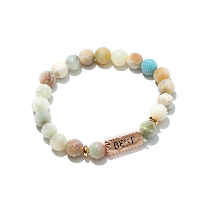 Olivenorma Natural Gemstone Best Friend Forever Set di 3 bracciali con incisione