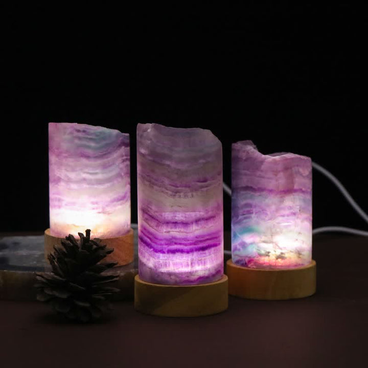 Lampada cilindrica in fluorite naturale Olivenorma