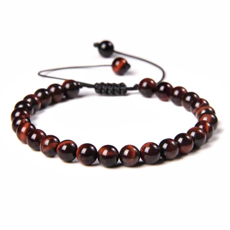 Bracciale intrecciato con perline di pietra naturale Olivenorma da 6 mm 