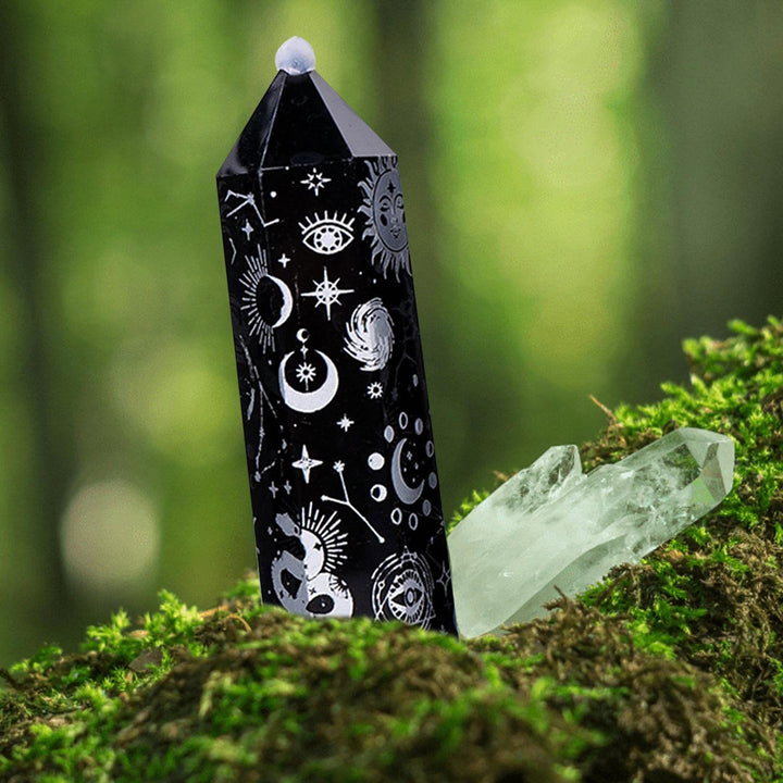 Olivenorma Obsidian Crystal Tower Bacchette di cristallo esagonali