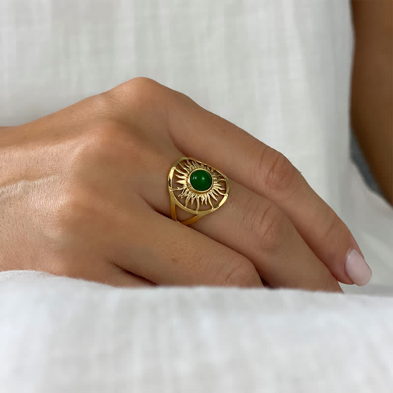 Olivenorma "Sun Arise" - Anello in giada verde celeste