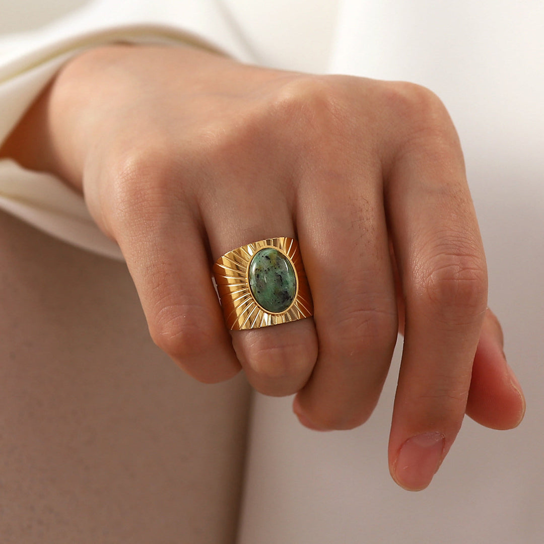 Olivenorma "African Turquoise Majesty" Anello largo in turchese africano 