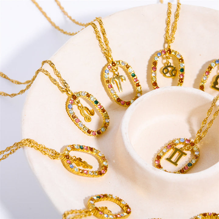 Collana Olivenorma Zircone traforato Ovale Costellazione Zodiacale