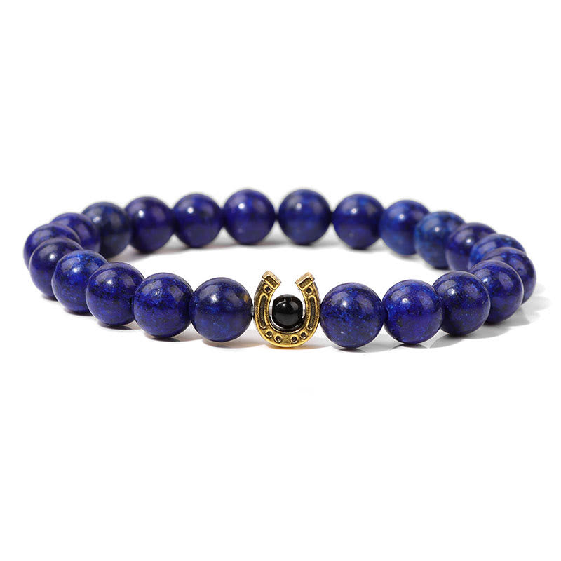 Olivenorma Bracciale con ciondolo a forma di ferro di cavallo con perline in pietra naturale da 8 mm 